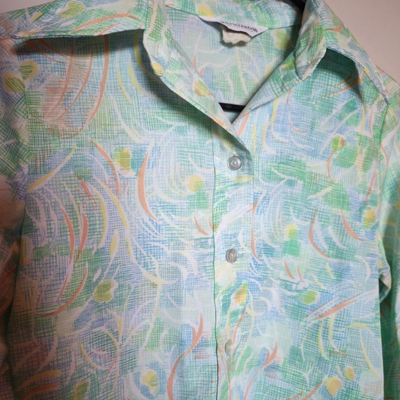 Vintage Cristenfeld women's blouse shirt, bright floral print pointed collar xs - Picture 1 of 3
